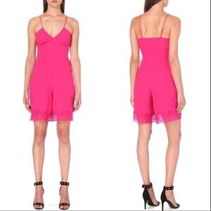 NEW Maje Paris Isadora Fuschia Bloomers Chemise Barbiecore Lace Trim Romper XS/0